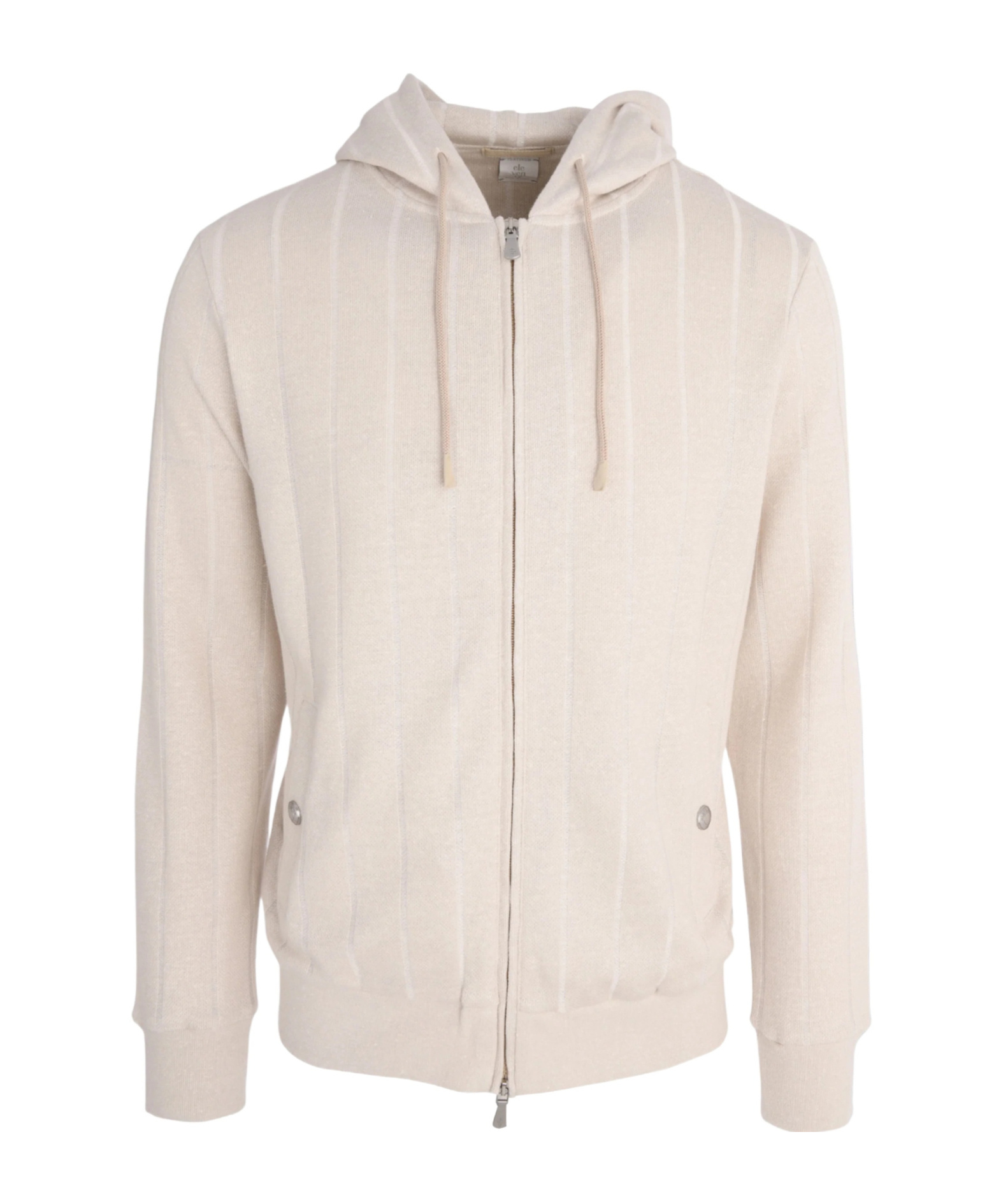 Eleventy Striped Zip-up Hoodie In White