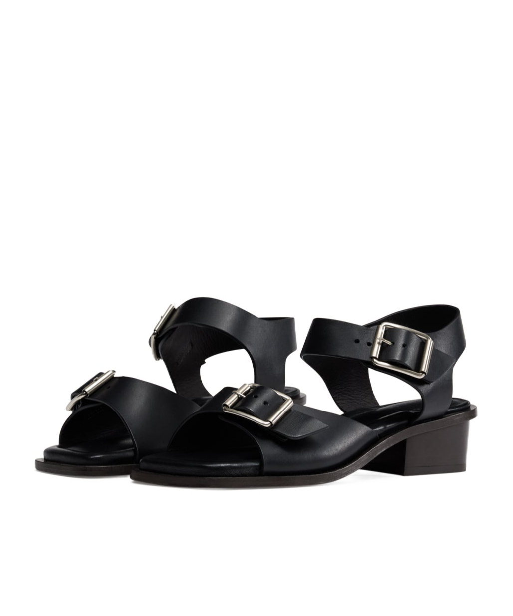 Lemaire Square Heeled Sandals With Straps 35 In Black