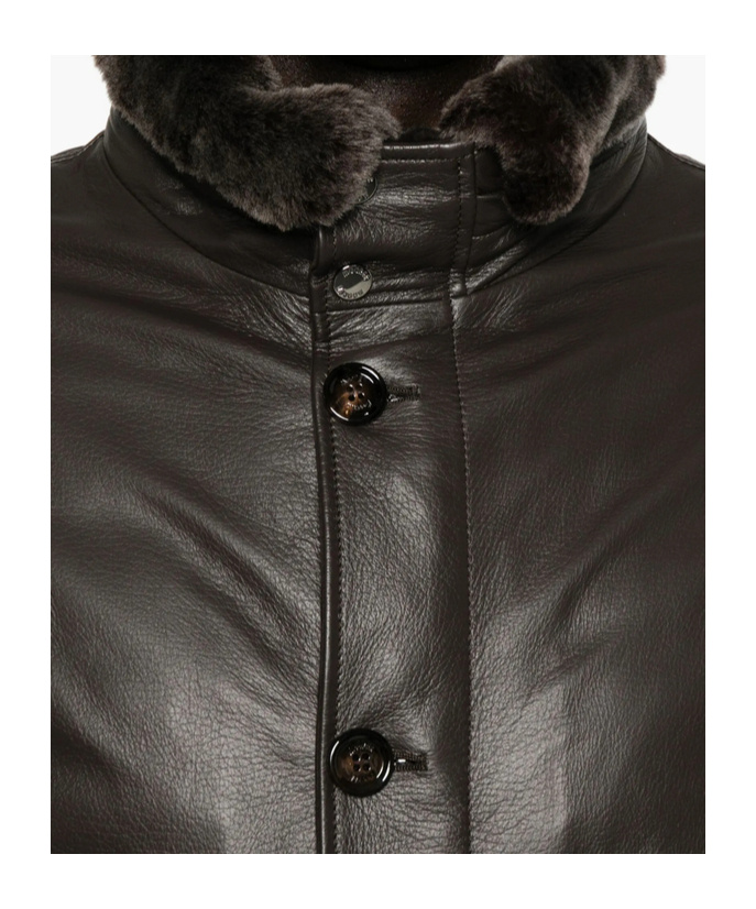 Moorer Leather Faux-fur-trimmed Jacket In Black