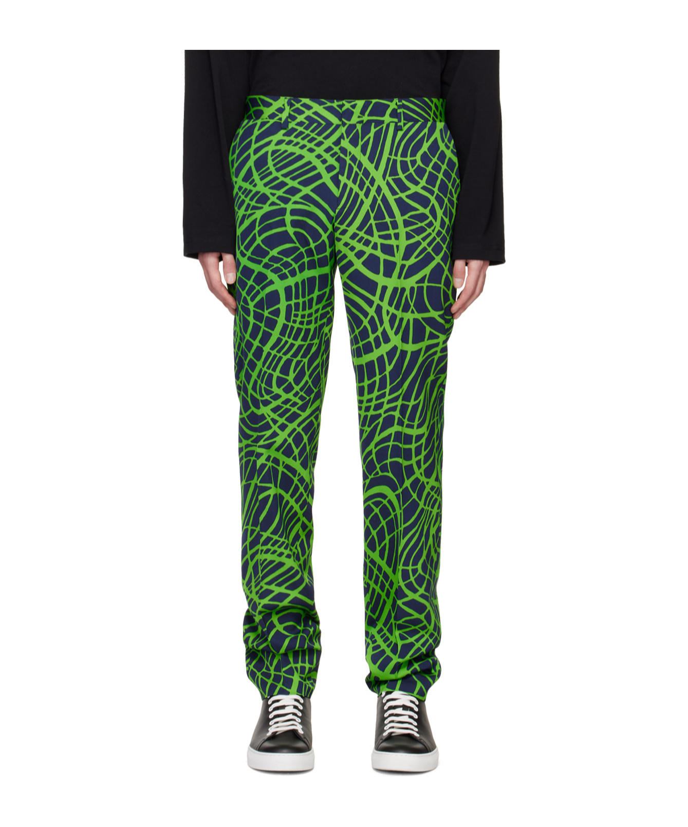 Moschino Wave Line Printed Casual Pants In Green