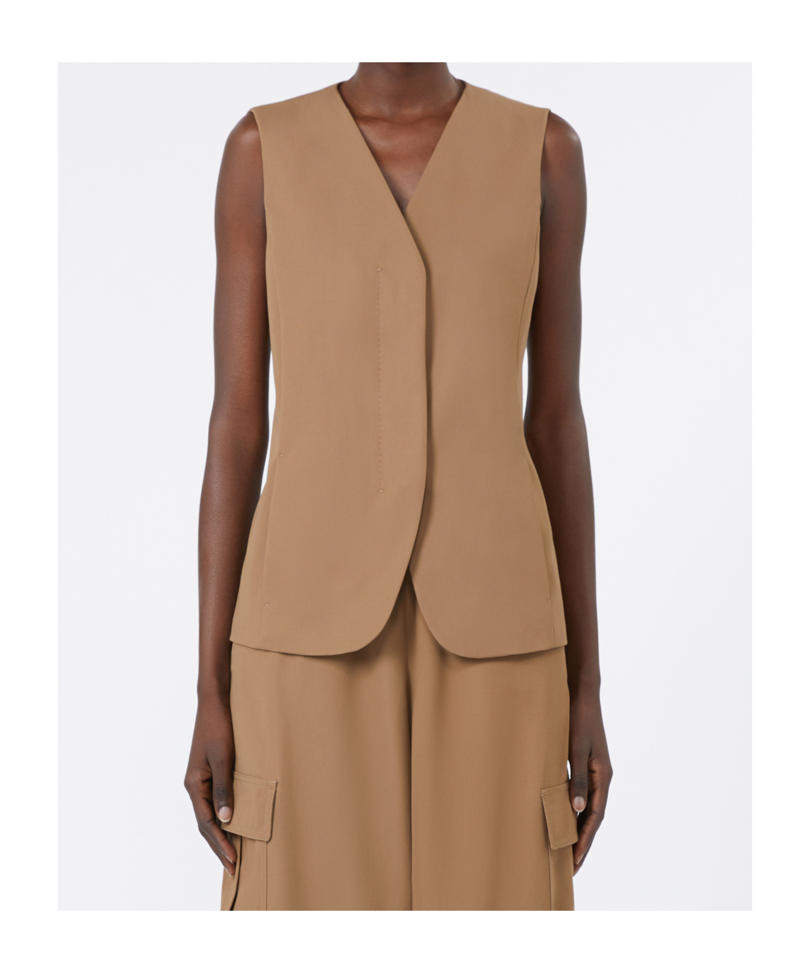 Max Mara Cotton Twill Gilet In Brown