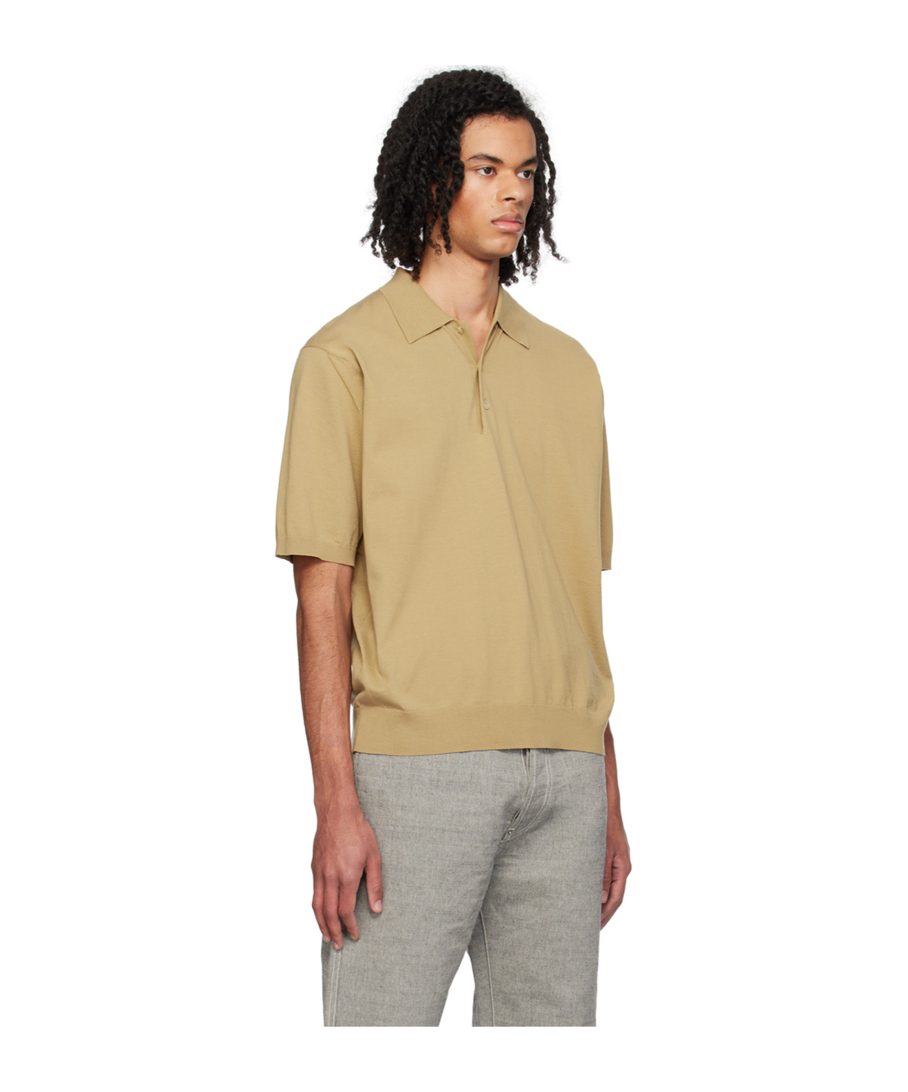 Auralee Short-sleeve Cotton Polo Shirt In Nude