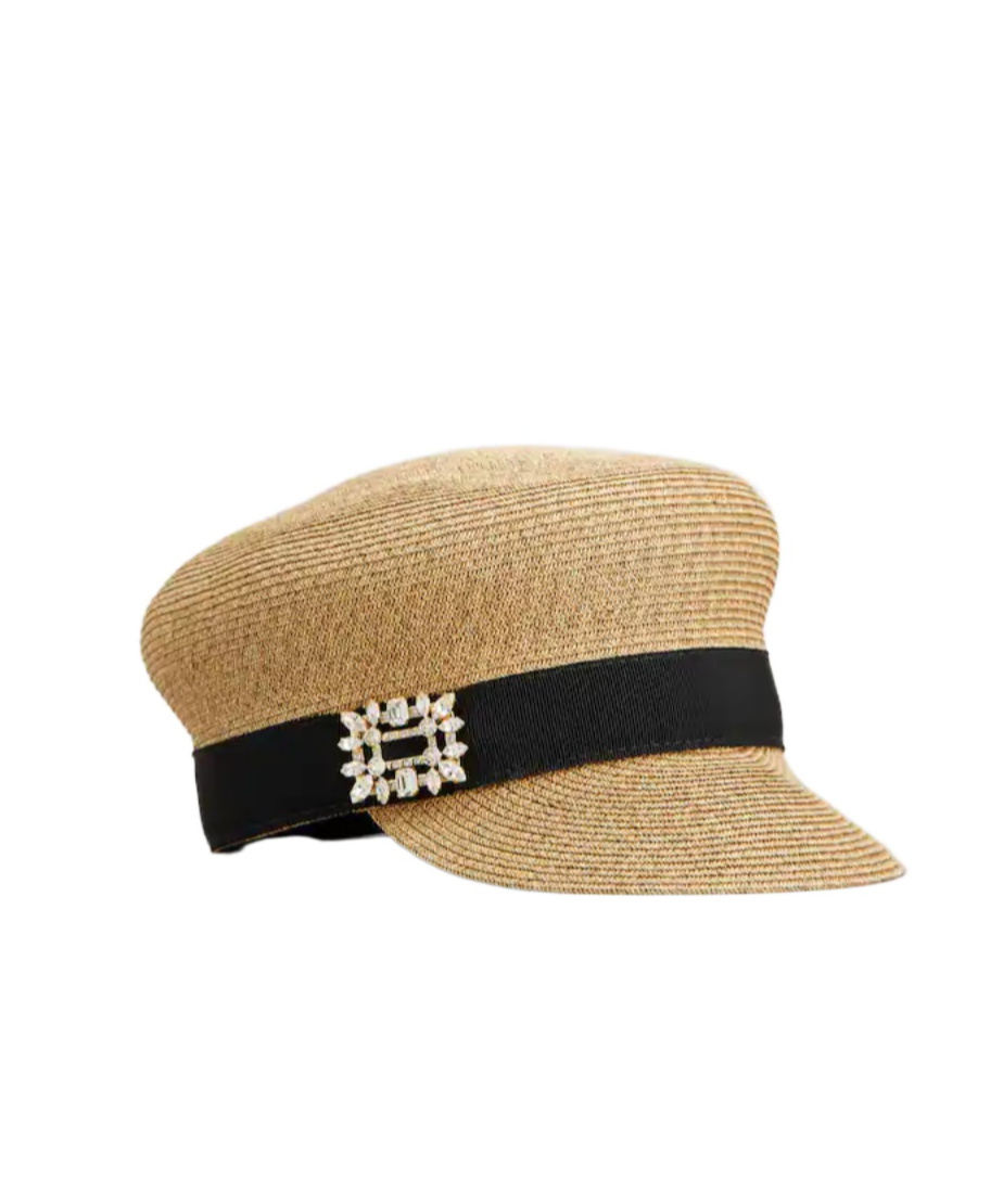 Roger Vivier Broche Vivier Sailor Hat In Raffia In Brown