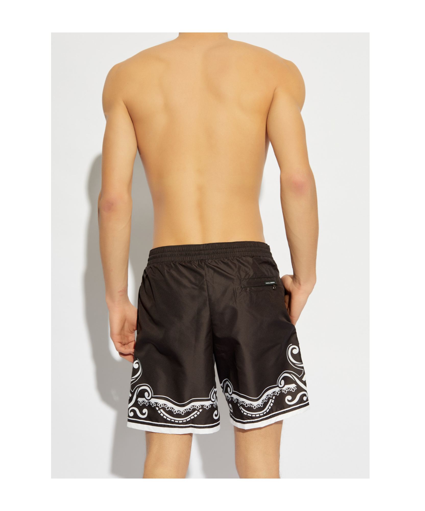 Dolce & Gabbana Bandanna Print Swim Trunks In Black