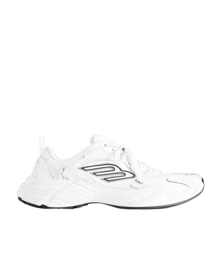 Balenciaga Monday White Low Top Sneakers With Logo Detail And Embossed Size On The Rear In Leather And Fabric M In White