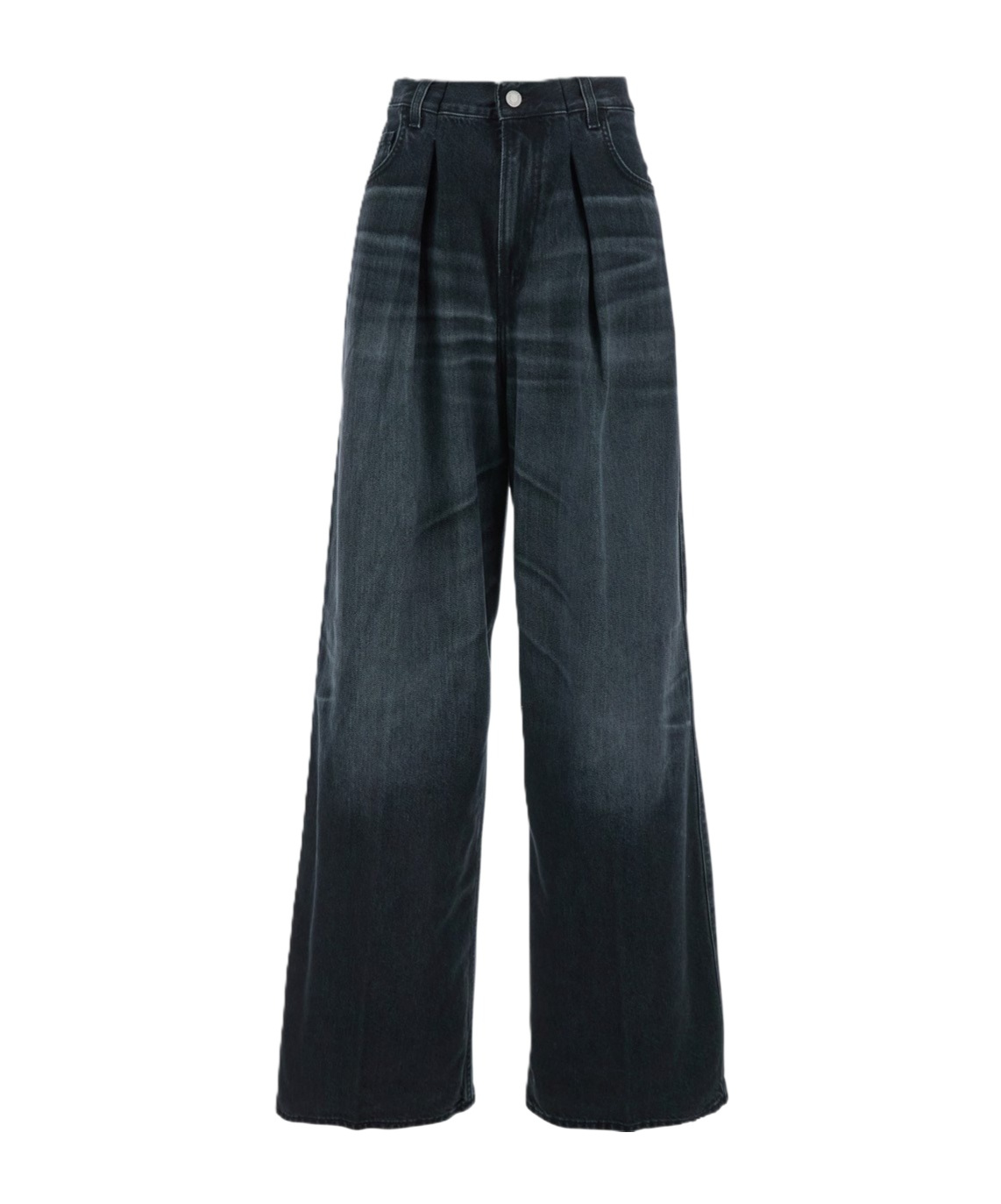 Haikure Wide-leg Denim Jeans With Front And Back Pockets In Black