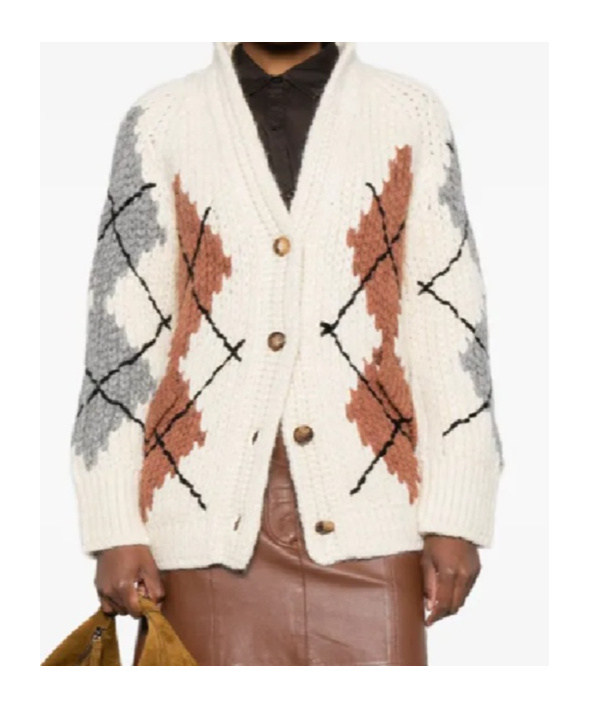 Ermanno Scervino Argyle-pattern Buttoned Cardigan In White