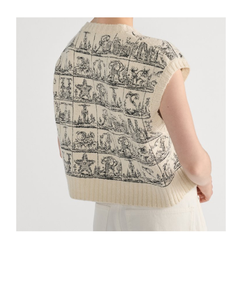 Dior Embroidered Sweater Vest In White