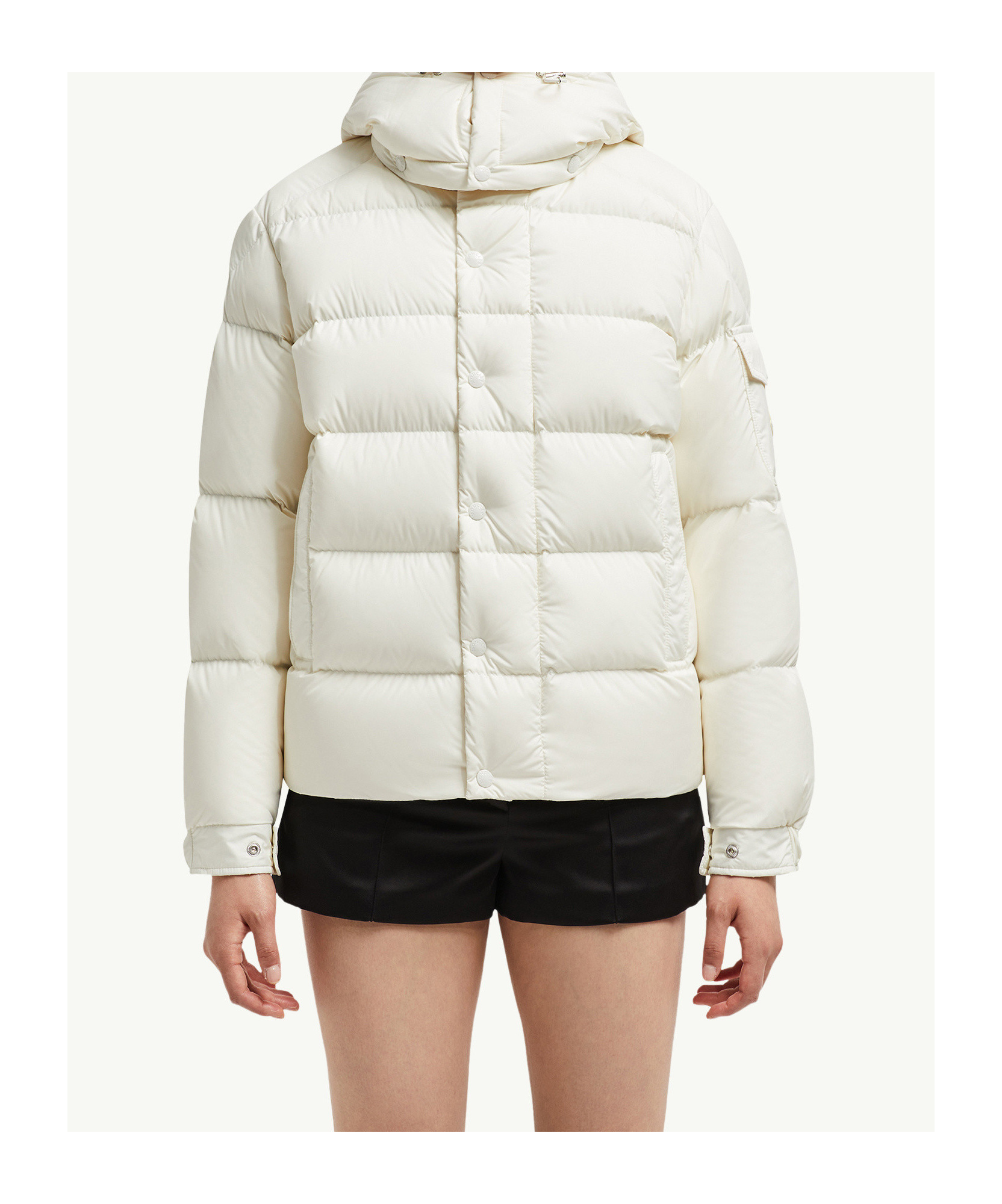 Moncler Maya 70 Hooded Short Down Jacket In White
