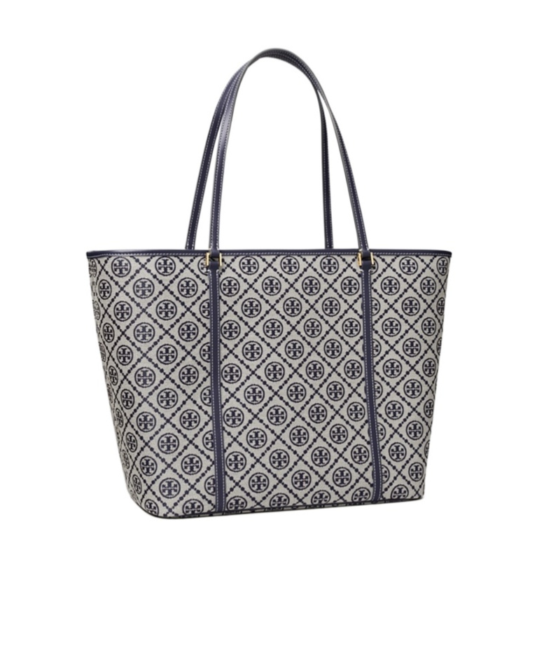 Tory Burch Small T Monogram Jacquard Tote In Gray