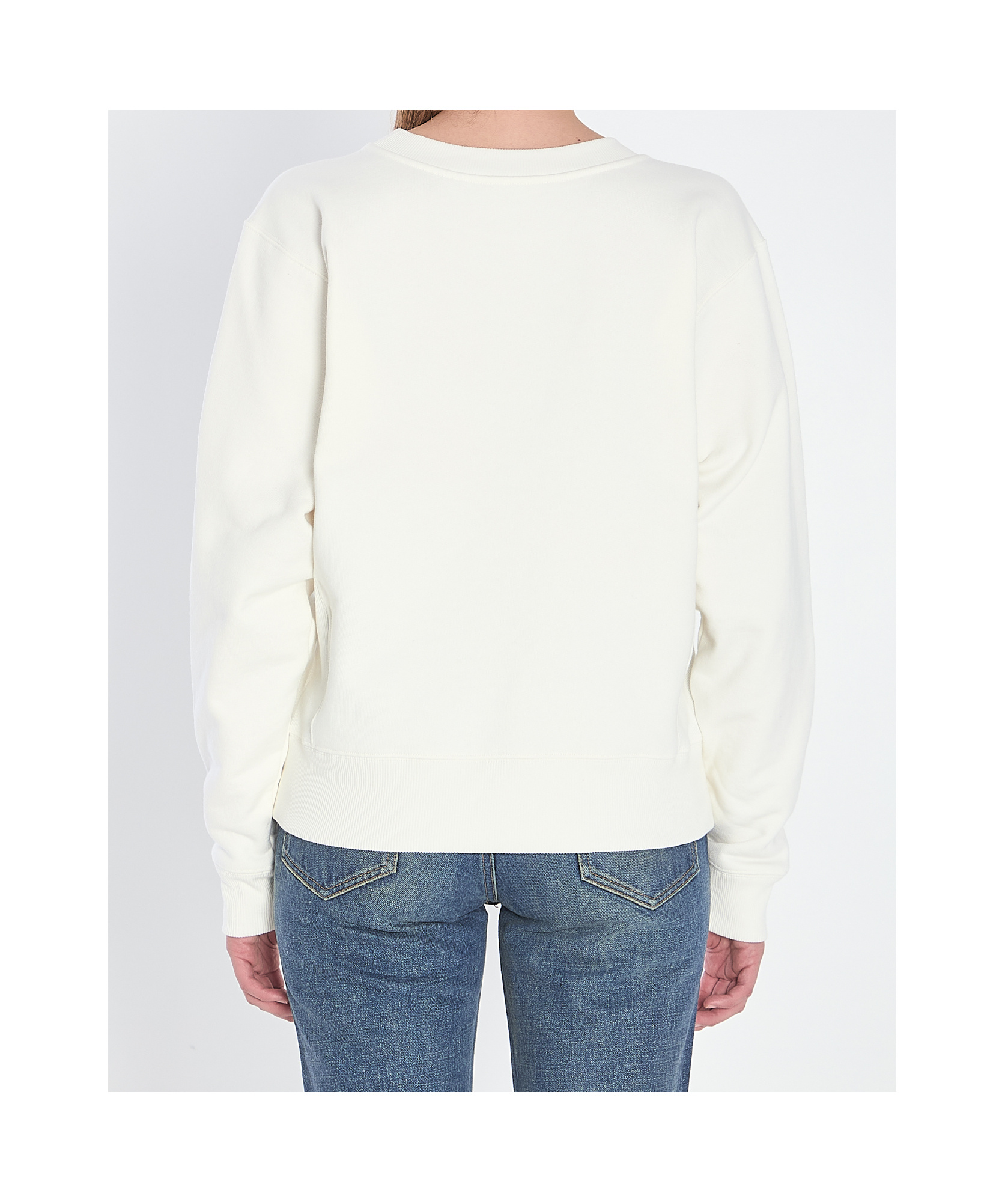 Celine Women Logo Cotton Sweatshirt In White
