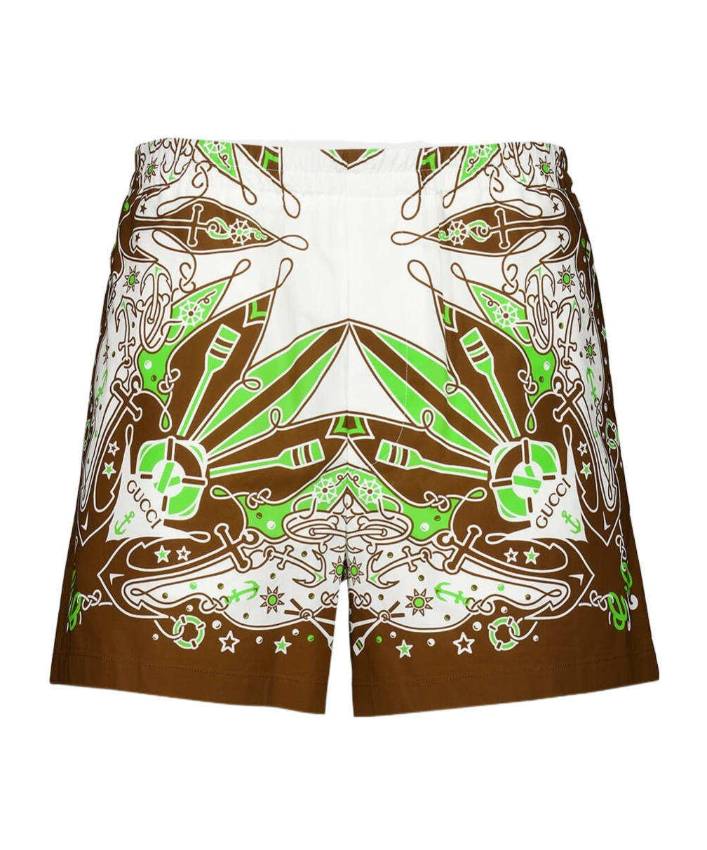 Gucci Bandana-print Poplin Shorts In Brown