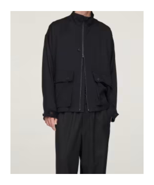 Y-3 Rayon Twill Zip Top In Black