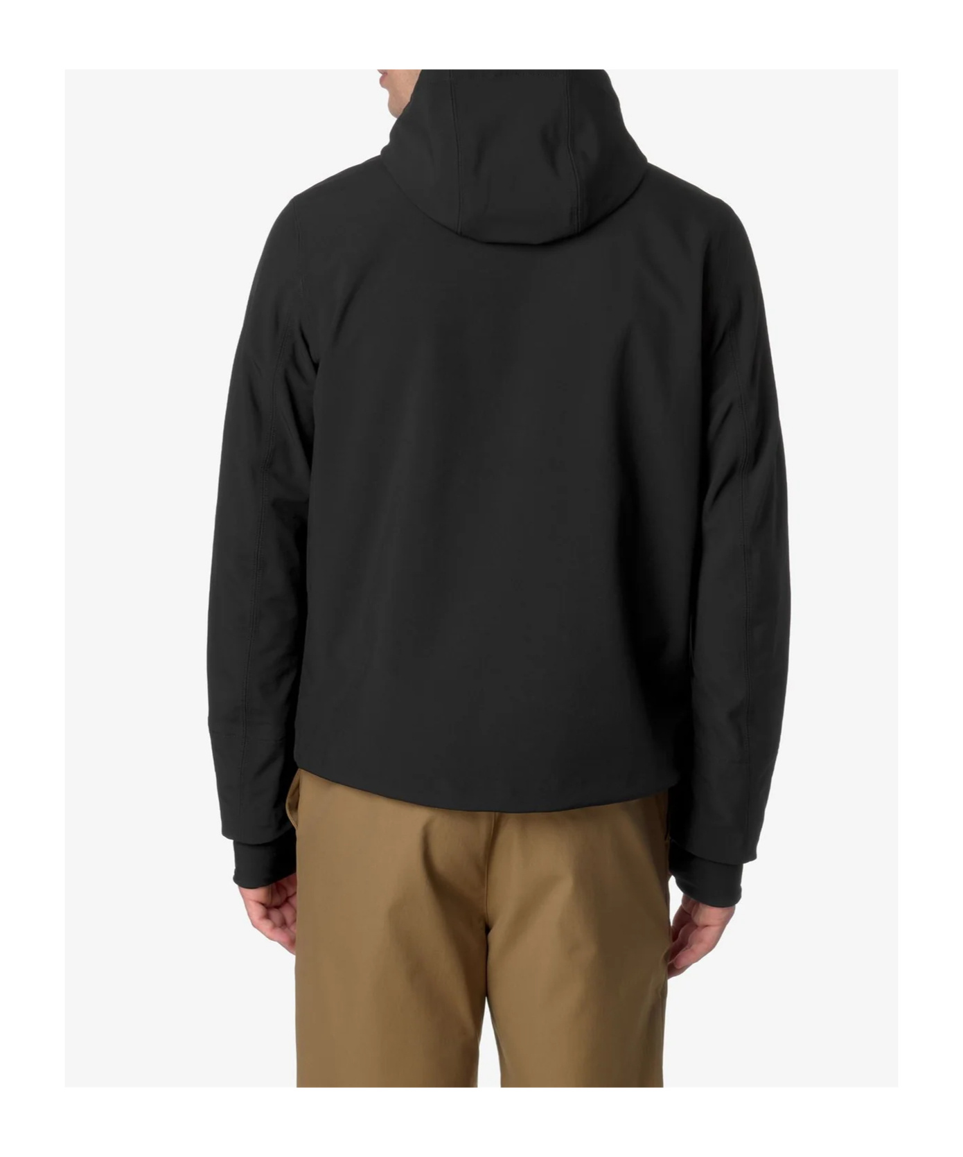 K-way Logo Hooded Casual Jacket In Black
