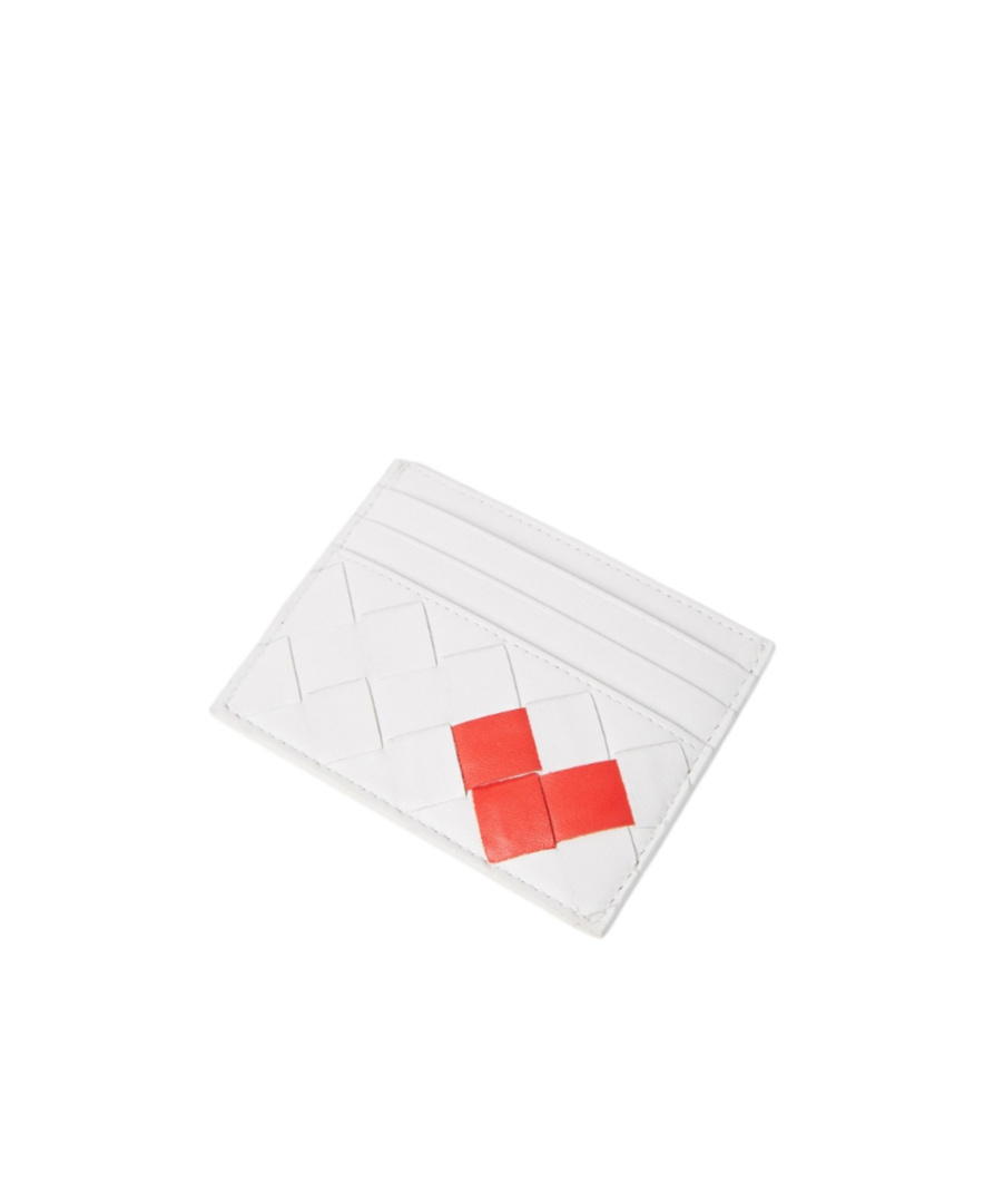Shop Bottega Veneta Intrecciato Leather Cardholder In White