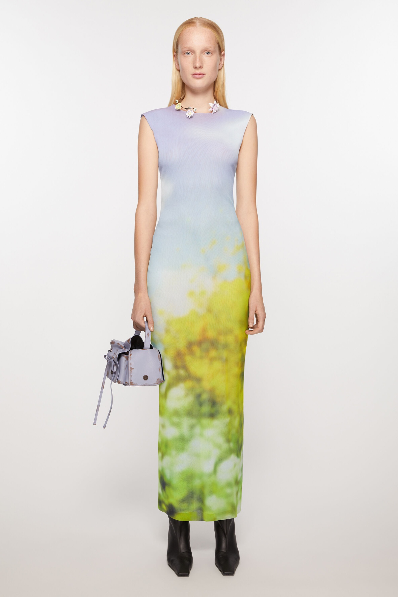 Acne Studios Long Dress Ombré Print In Multi