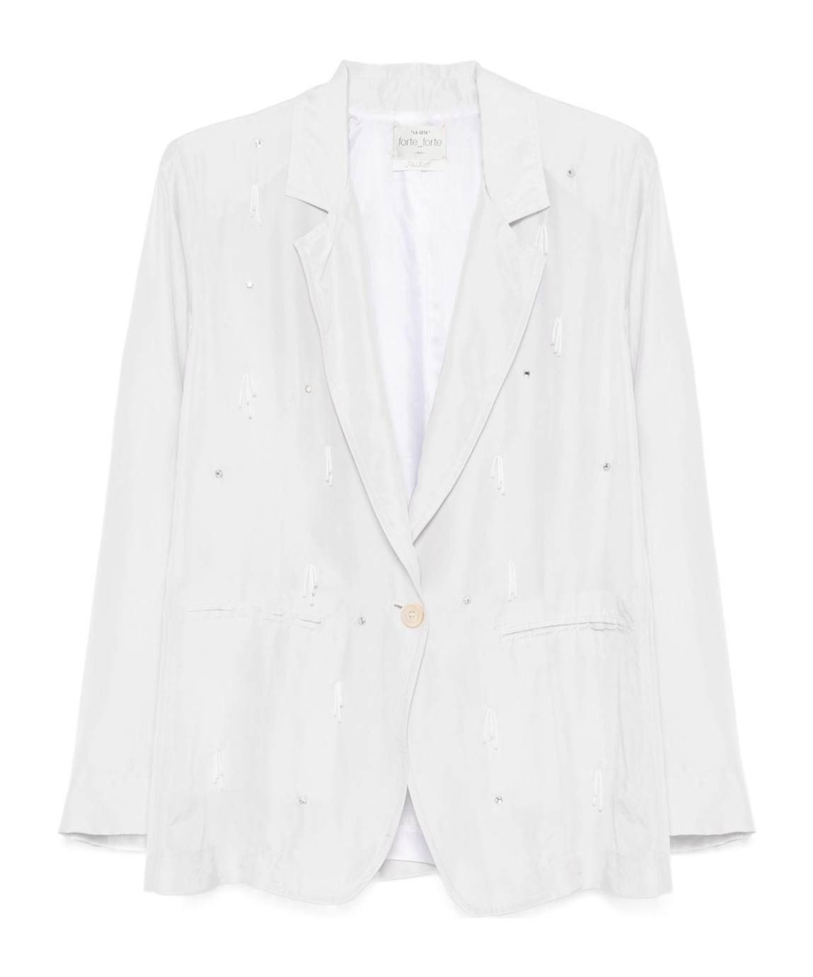 Forte Forte Embellished Double-breasted Silk Jacket With Button Detailing In White