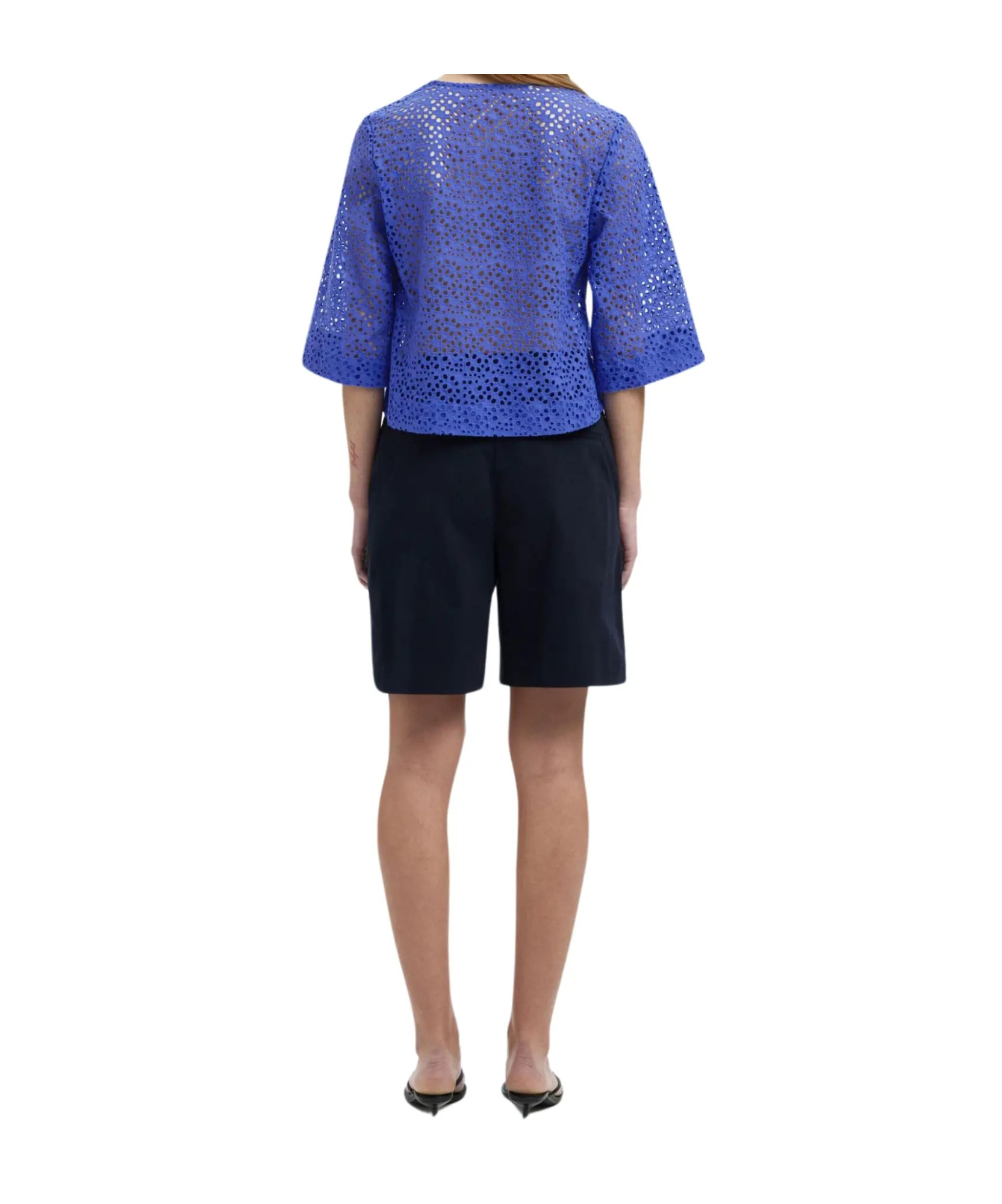 Selected English Embroidered Blouse In Blue