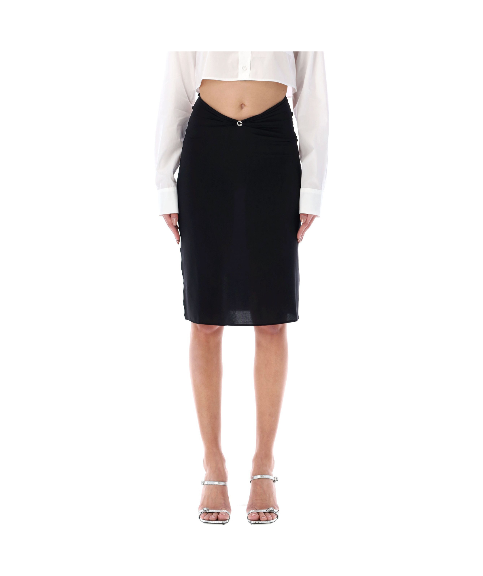 Coperni Triangle-hardware Midi Skirt In Black