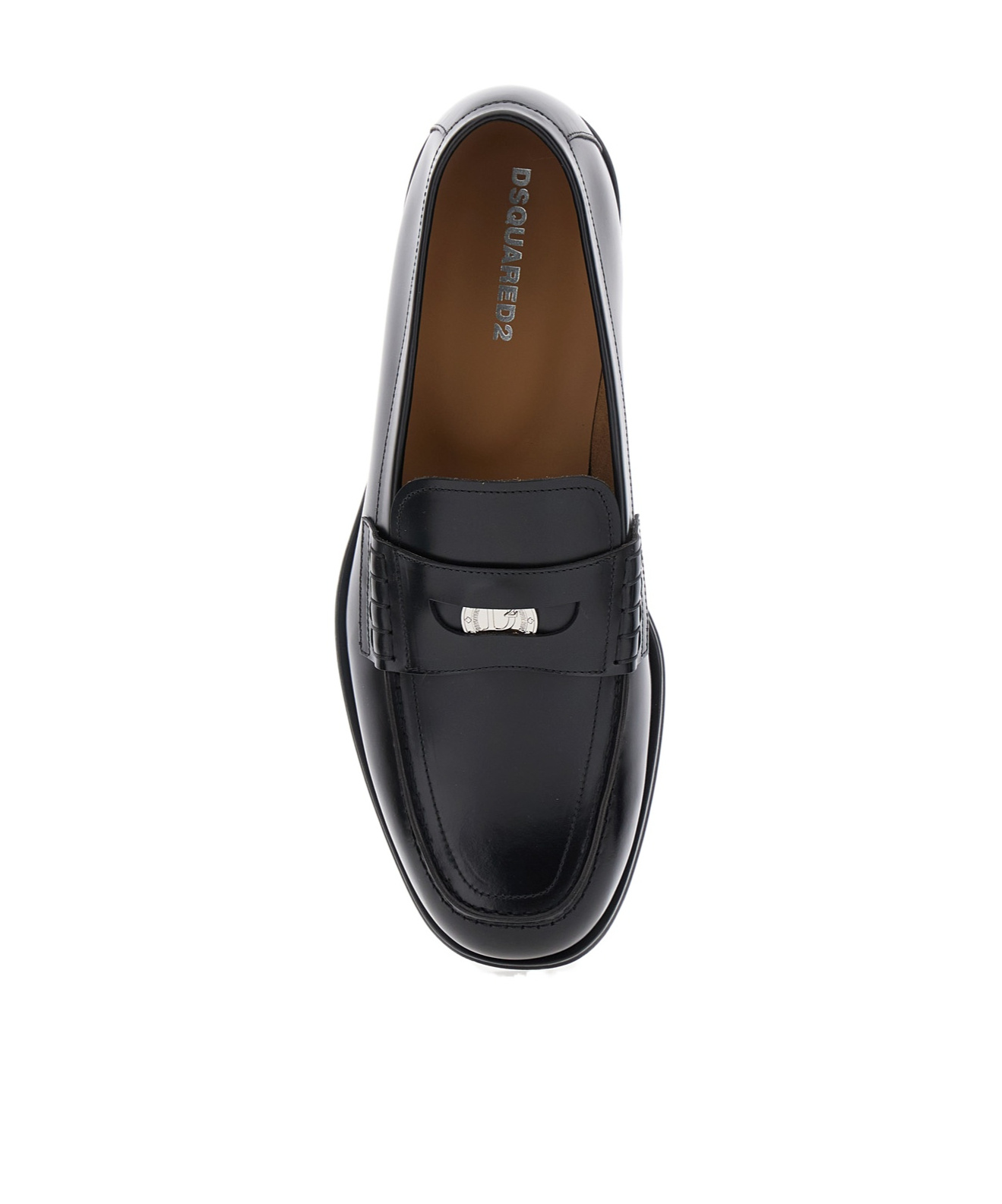 Dsquared2 Black Loafers With Logo Plaque On The Front And Logo Lettering On The Heel In Leather Man