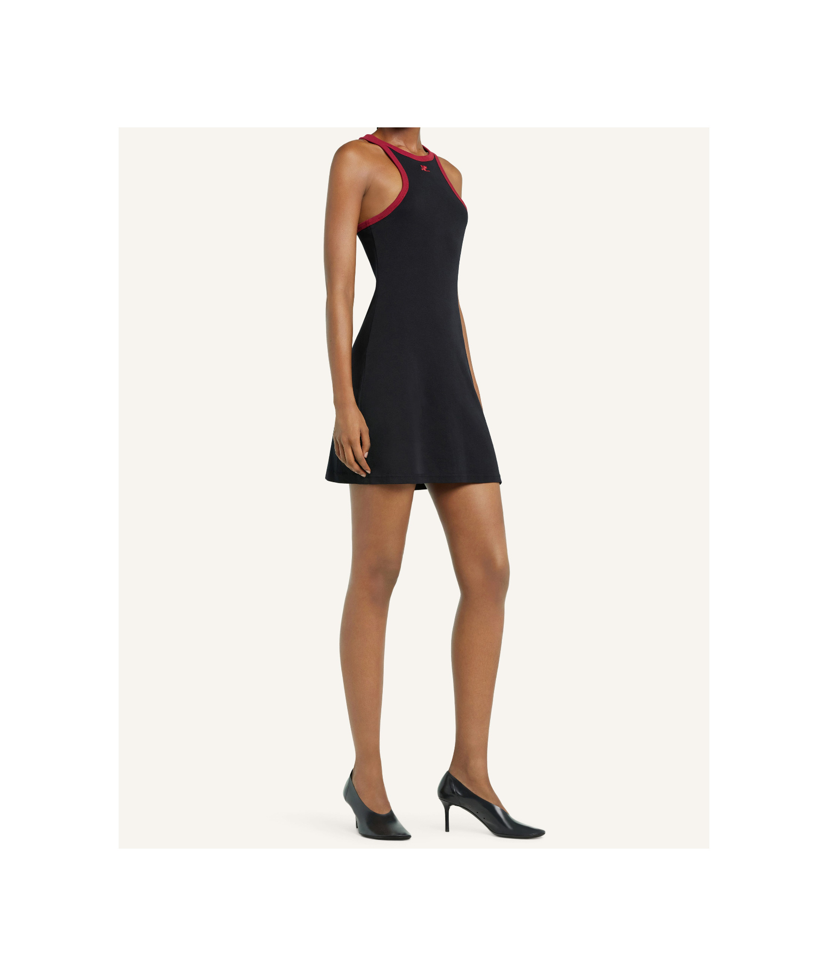 Courrèges Scuba Mini Dress With Logo Patch In Black