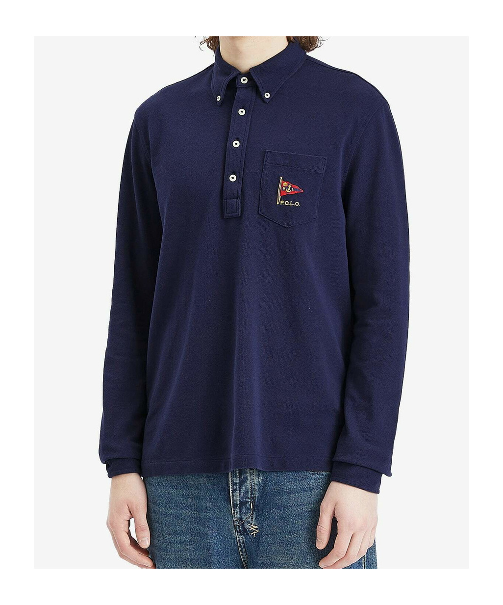 Polo Ralph Lauren Blue Polo With Classic Collar And Embroidered Logo On The Front In Blue