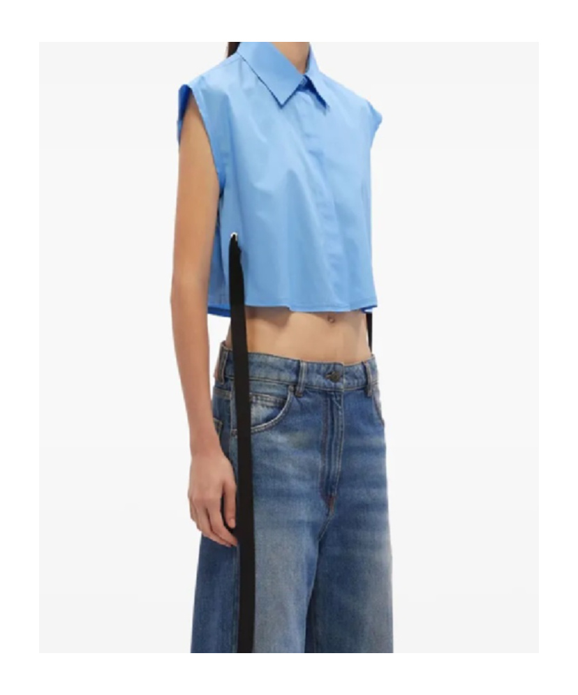 Msgm Belted Blouse In Blue