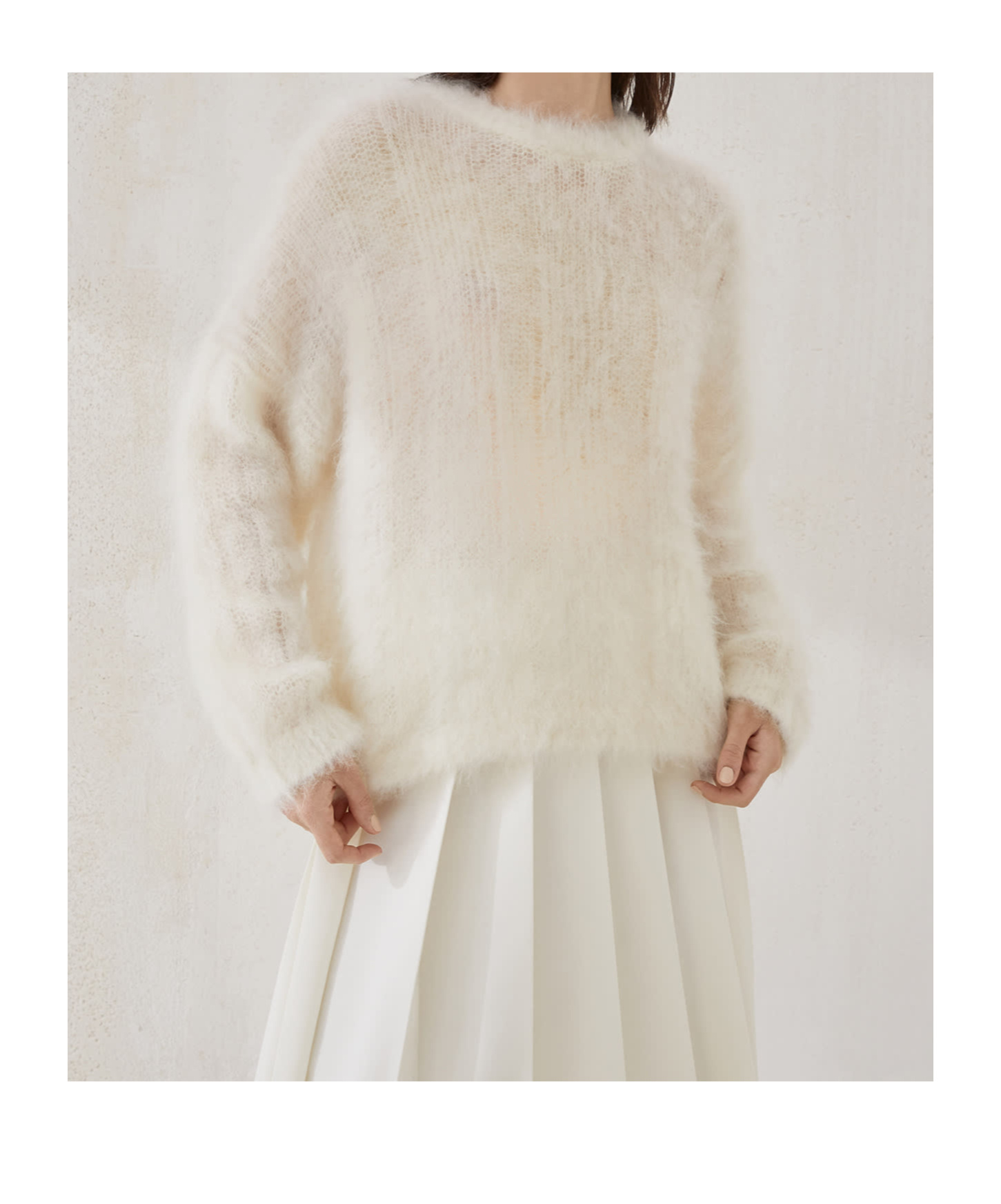 Brunello Cucinelli Mohair-silk Crew Neck Sweater In Neutral