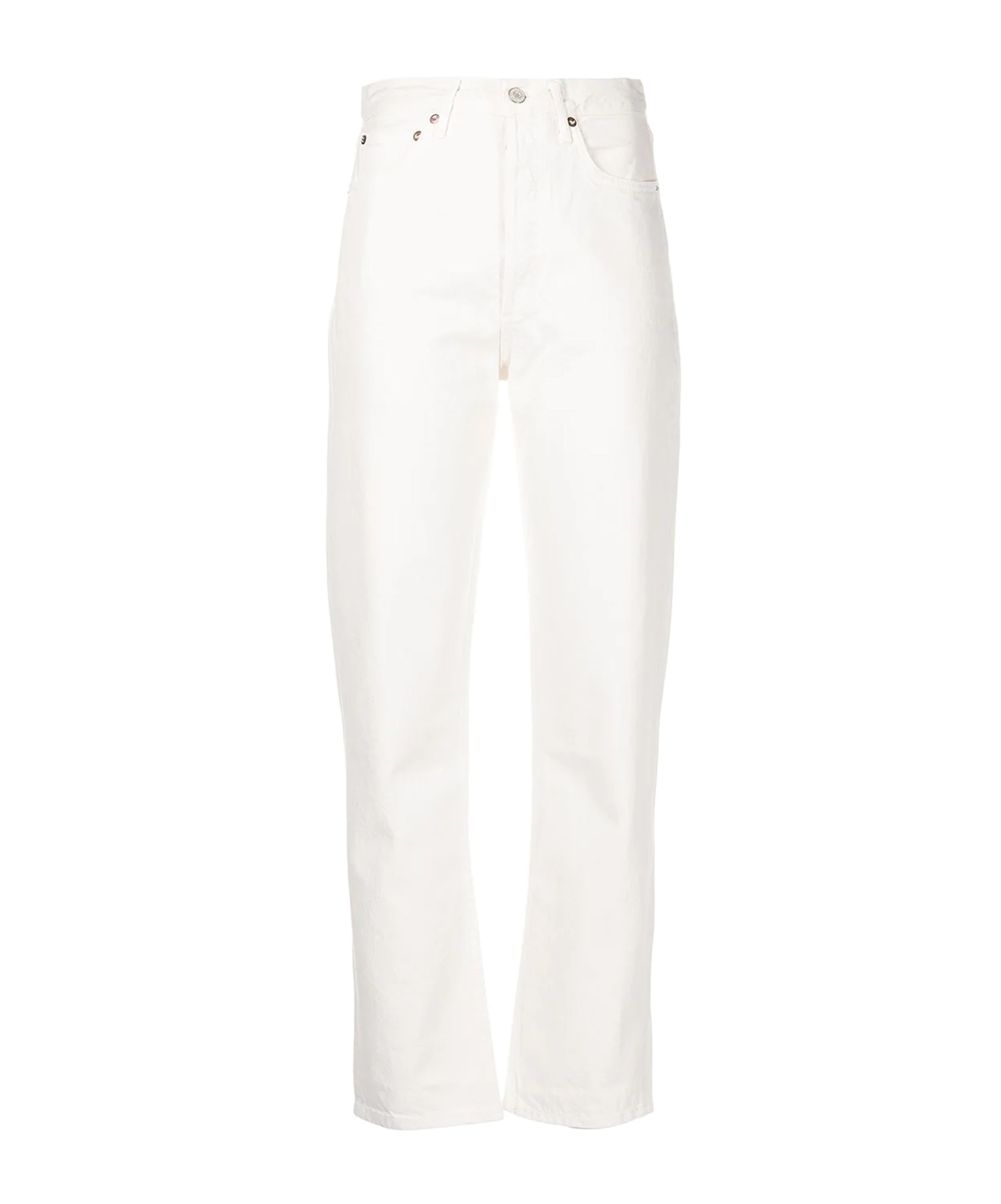 Agolde Luna Pieced Cotton Denim Baggy Jeans In White
