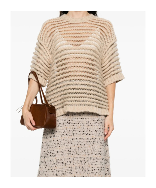 Fabiana Filippi Crew-neck Wool Sweater In Neutral