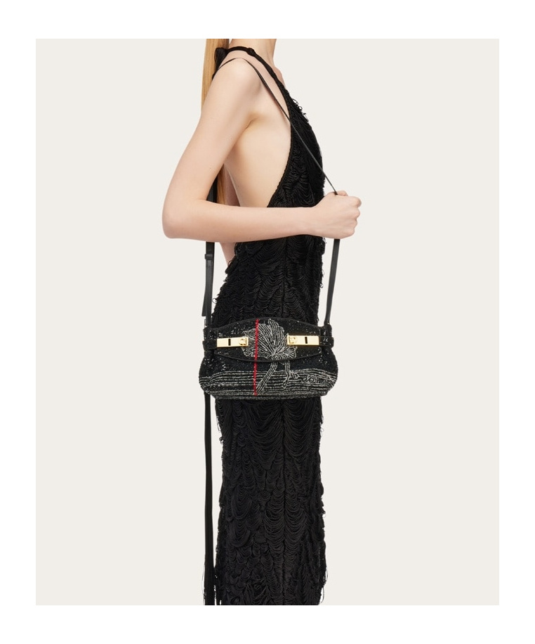 Ferragamo Hug Soft Crossbody Bag With Sequins (xs) In Multi