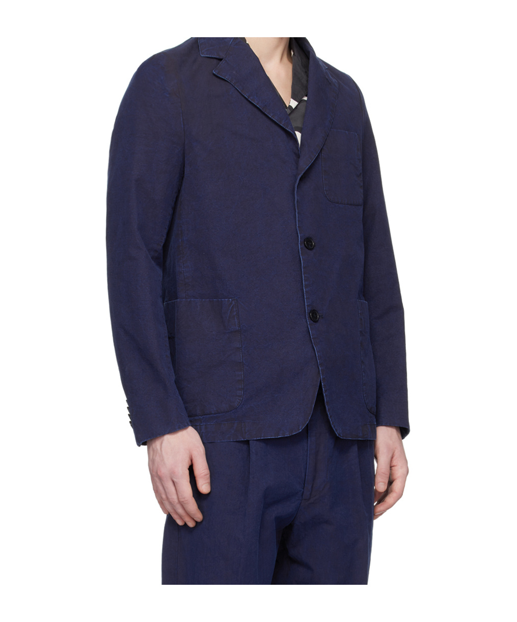 Officine Generale Archer Single-breasted Cotton Suit Jacket In Blue