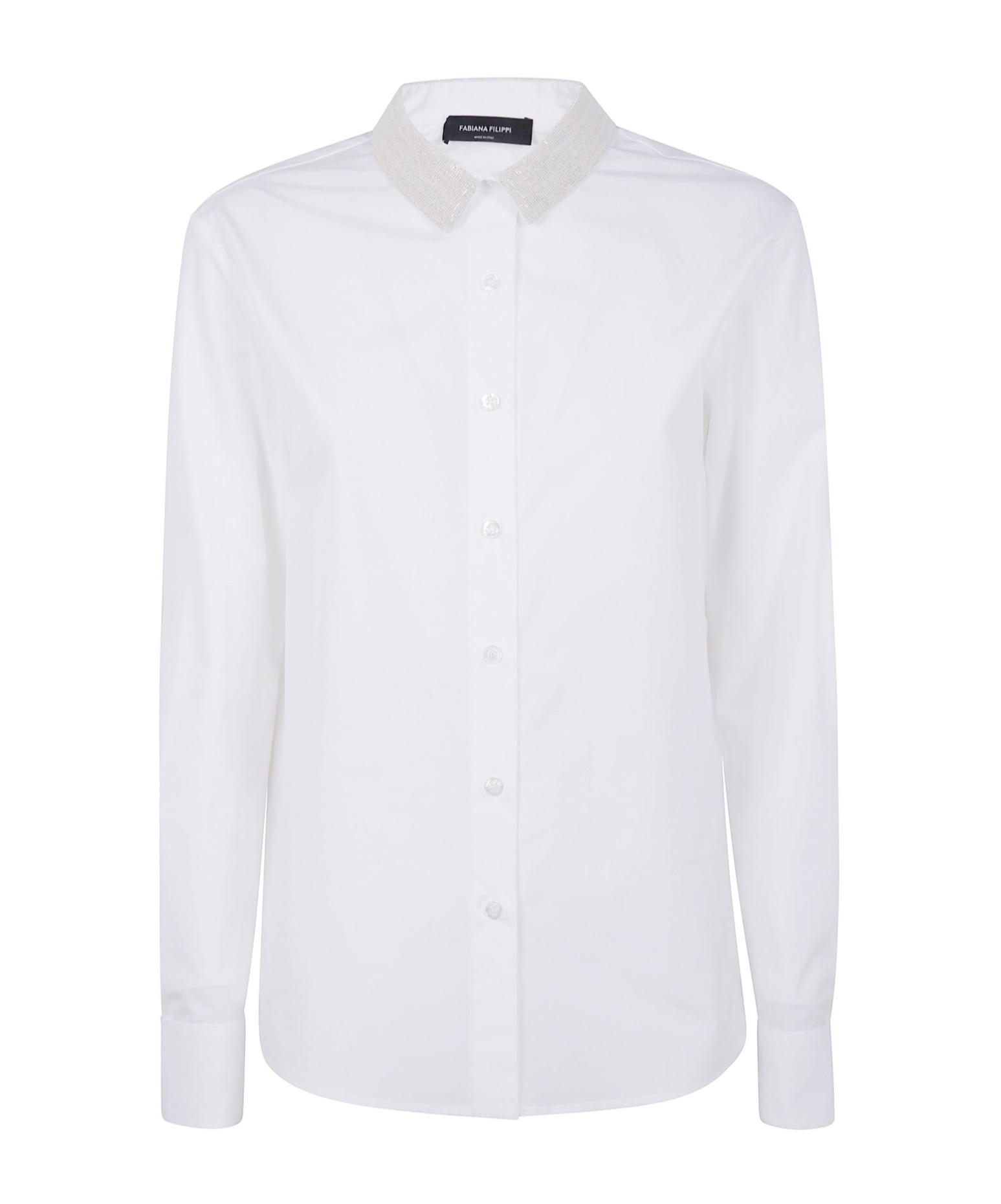 Fabiana Filippi Shirt With Filo Diamante Collar In White