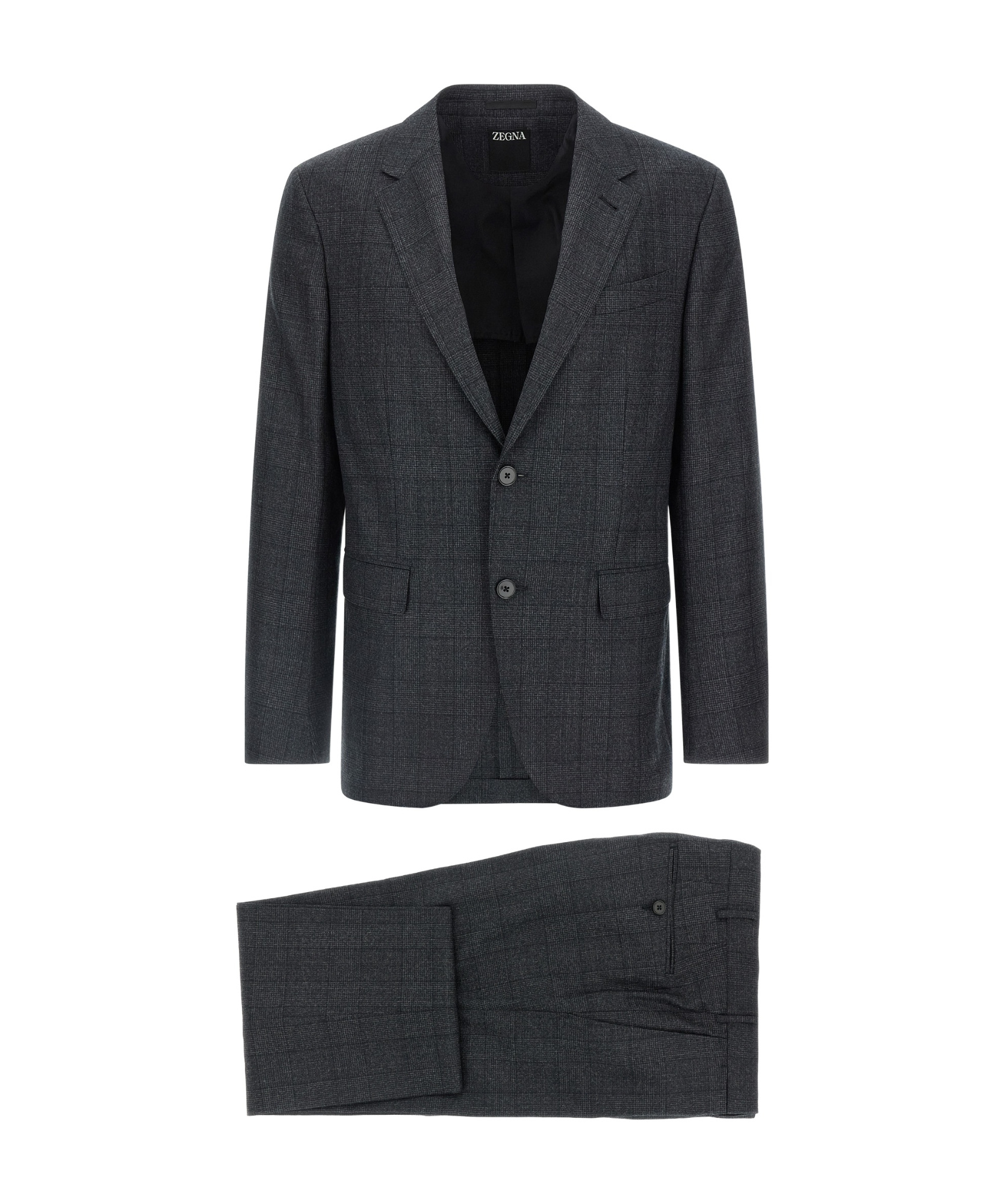 Zegna Single-breasted Blazer And Trousers Two-piece Set In Gray