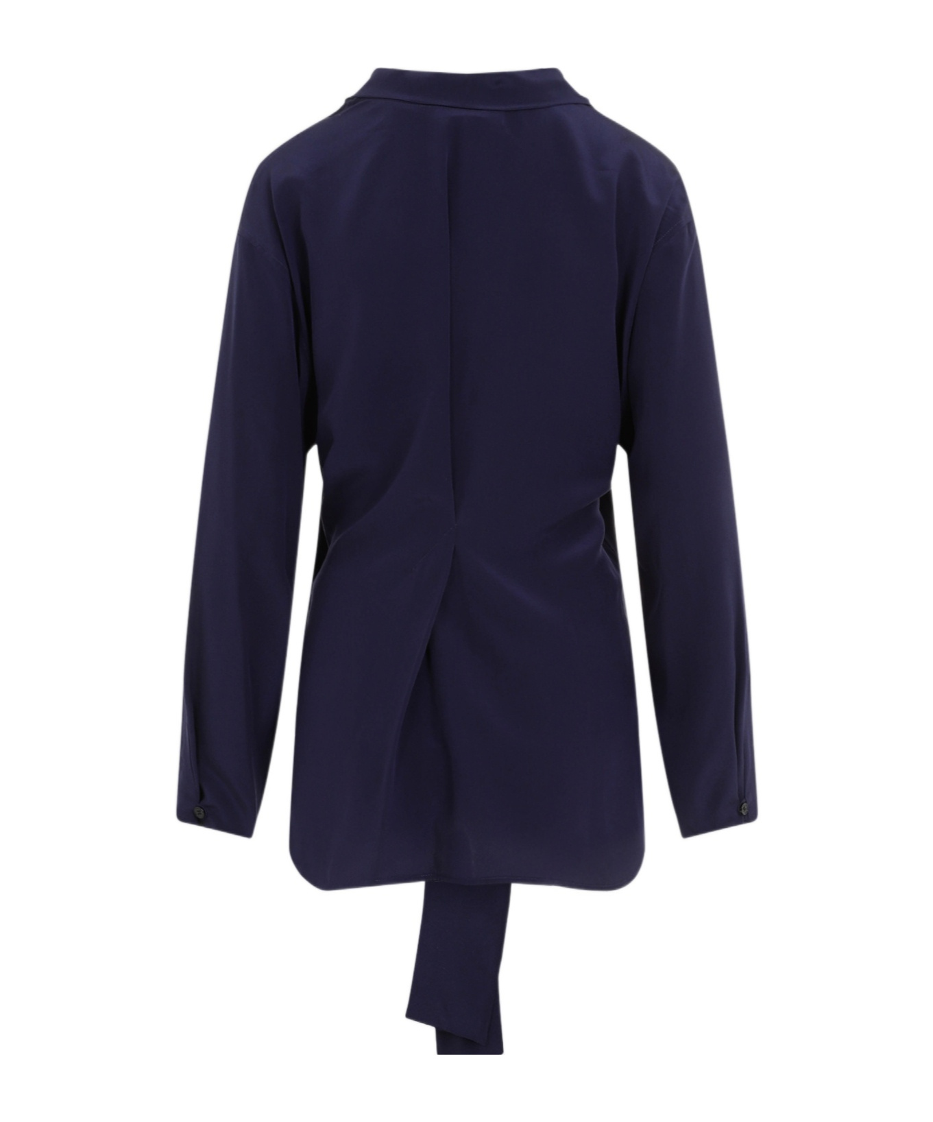 Victoria Beckham Silk Shirt With Tie Detail In Black