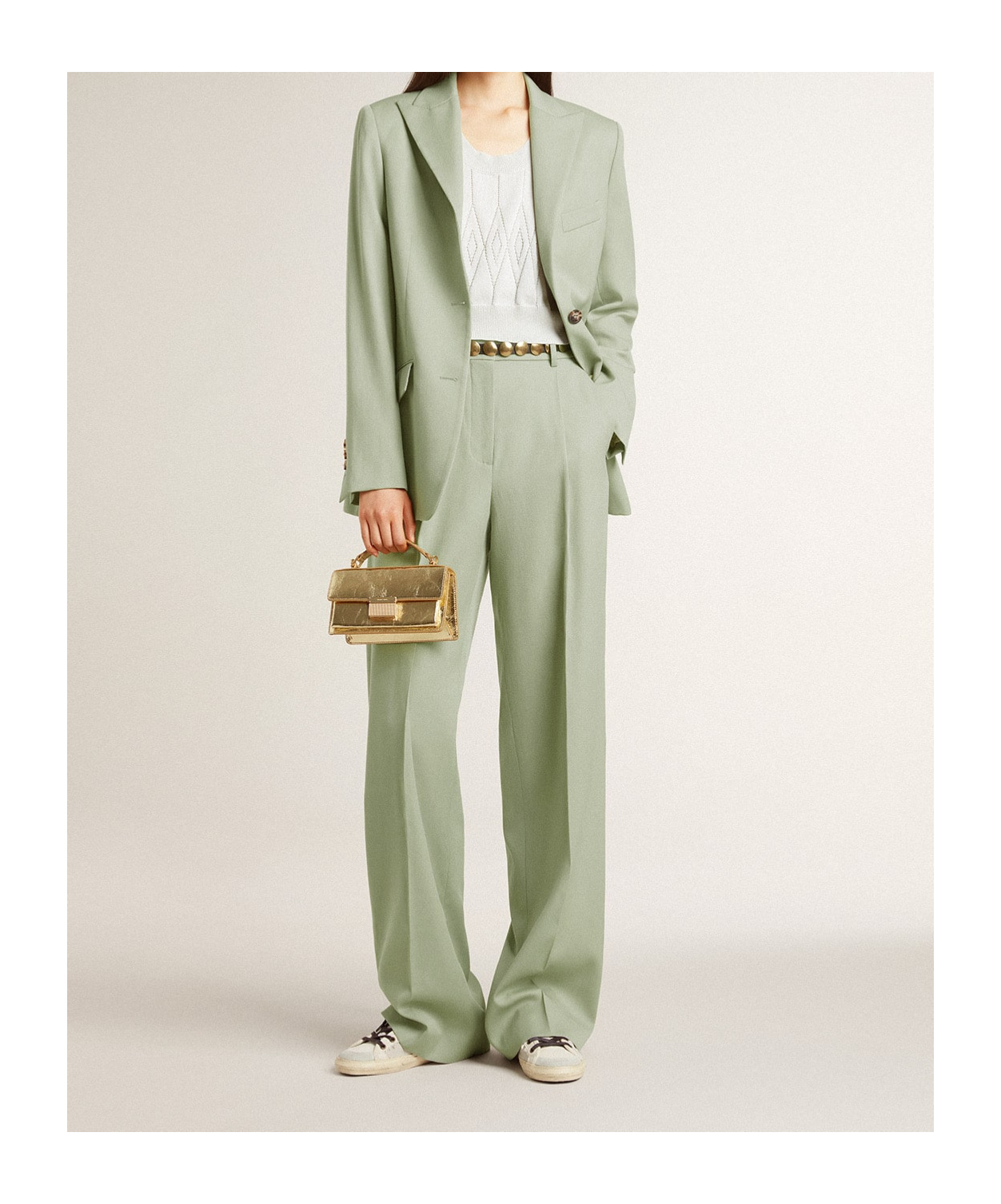 Golden Goose Sage Green Relaxed Fit Trousers With Functional Pockets In Green