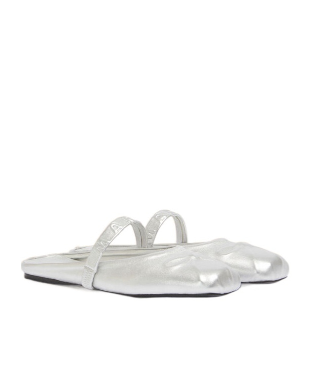 Marni Silver Leather Little Bow Sabot Slippers In Silver