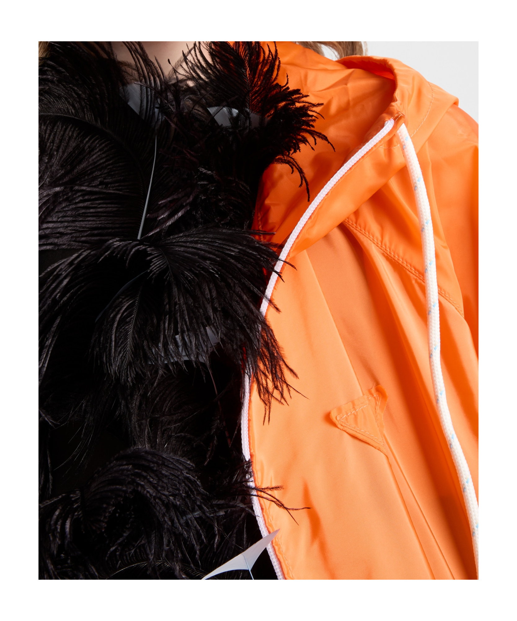 Prada Long-sleeved Hooded Raincoat In Orange