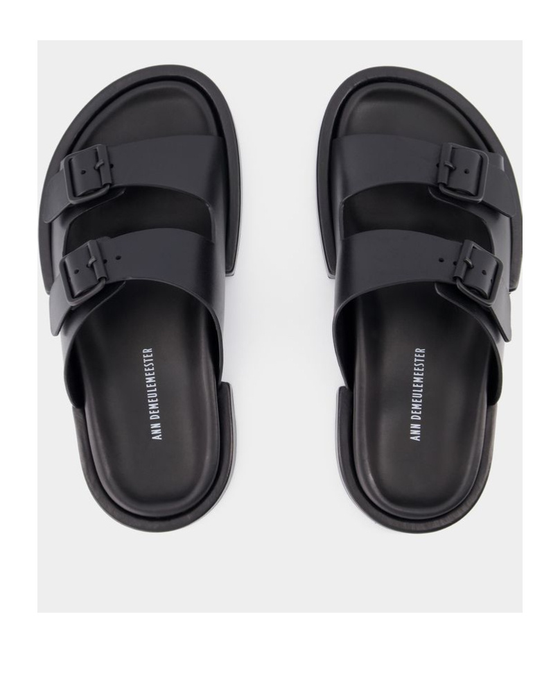 Ann Demeulemeester Henri Block Double Buckle Strapped Sandals In Black