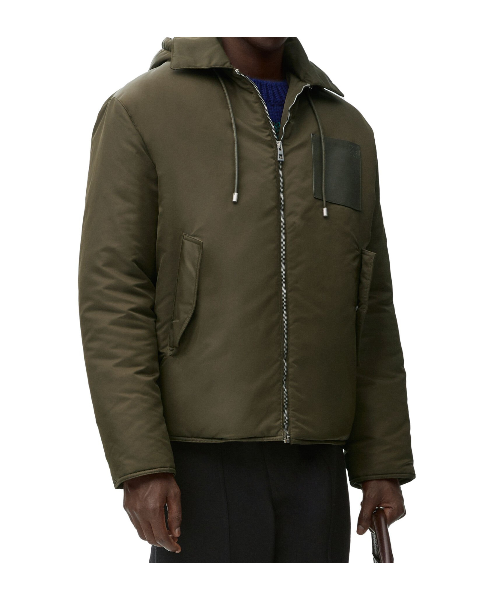 Loewe Nylon Hooded Jacket In Green