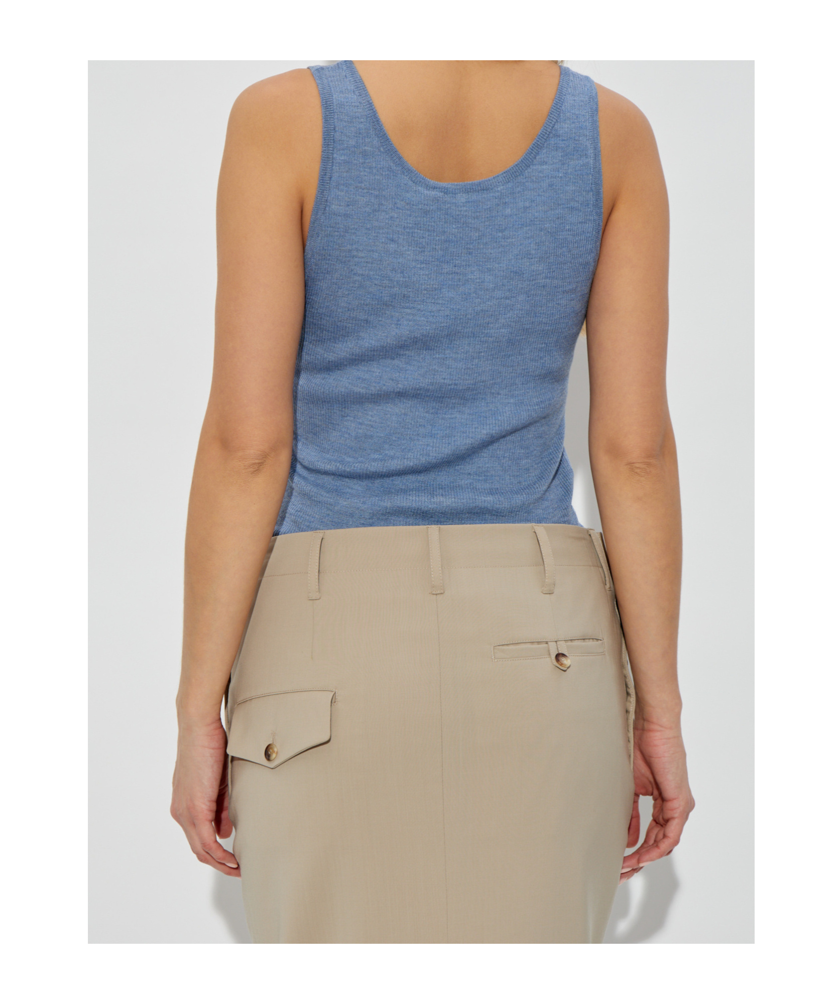 Moschino Essential Wool Tank Top In Blue