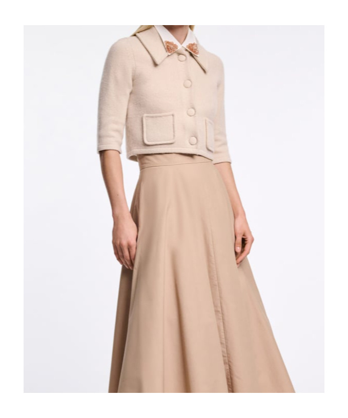 Dorothee Schumacher Cropped Merino-cashmere Knit Jacket In Neutral