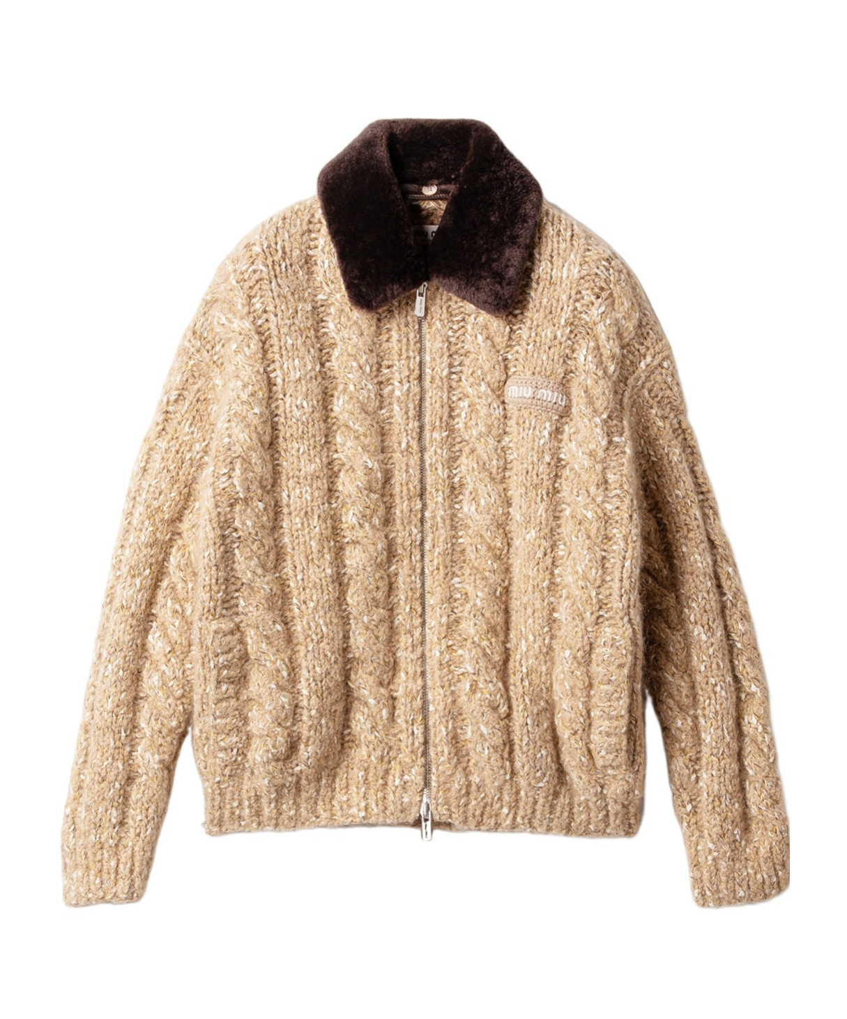 Miu Miu Cashmere Cardigan In Snow White
