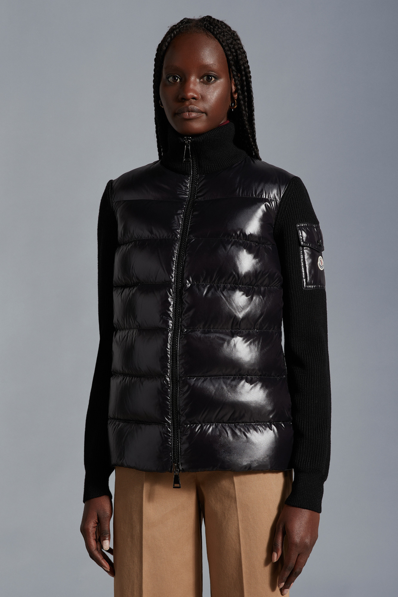 Moncler Panelled Down-filled Jacket In Black