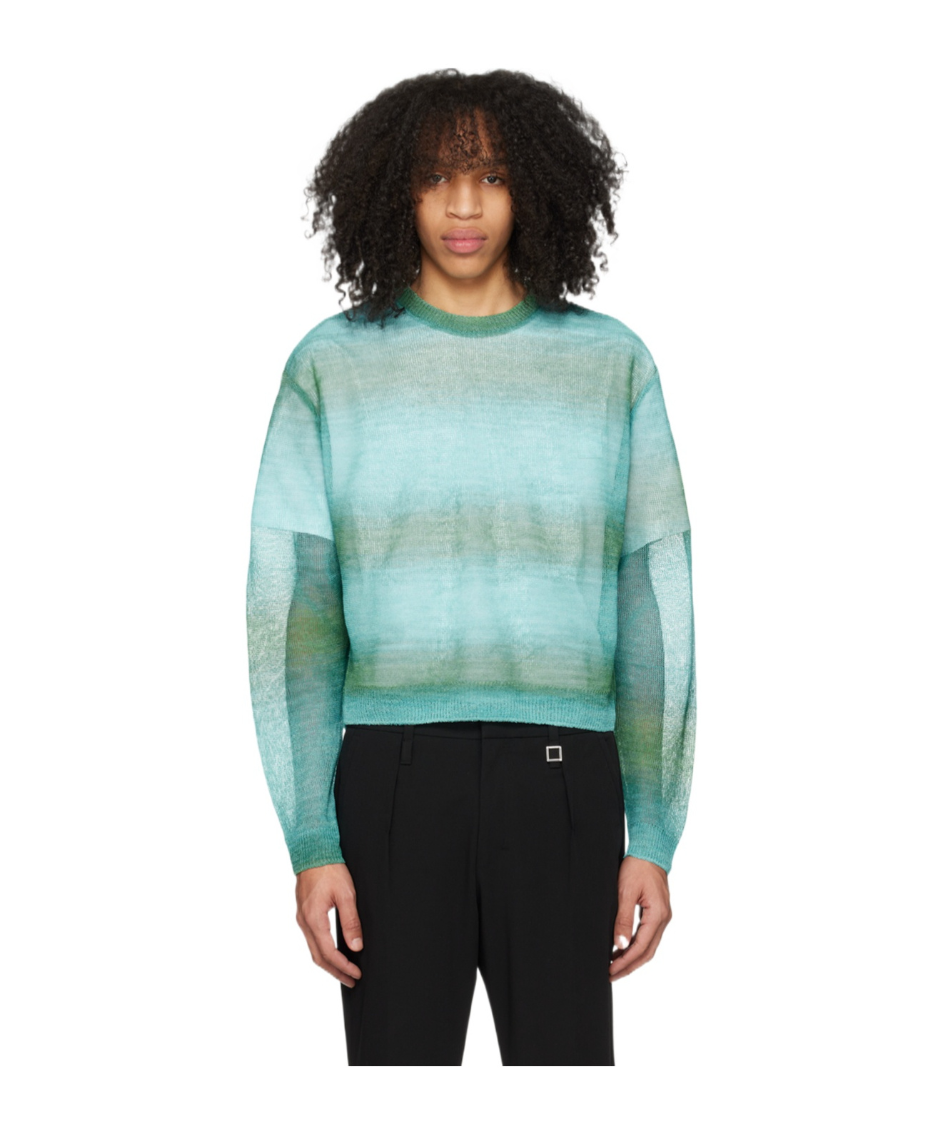 Wooyoungmi Blue & Green Gradient Stripe Sweater In Green