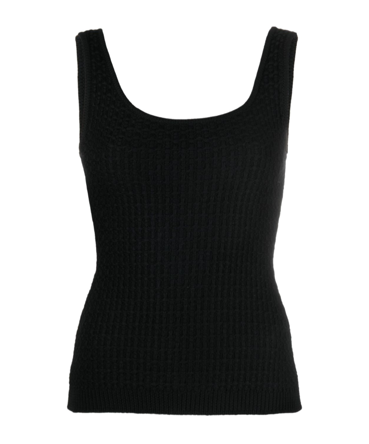 Moschino Round-neck Virgin Wool Top In Black