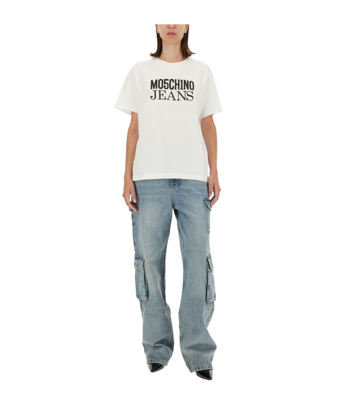 Moschino Ribbed Crew-neck Cotton T-shirt With Short Sleeves In White
