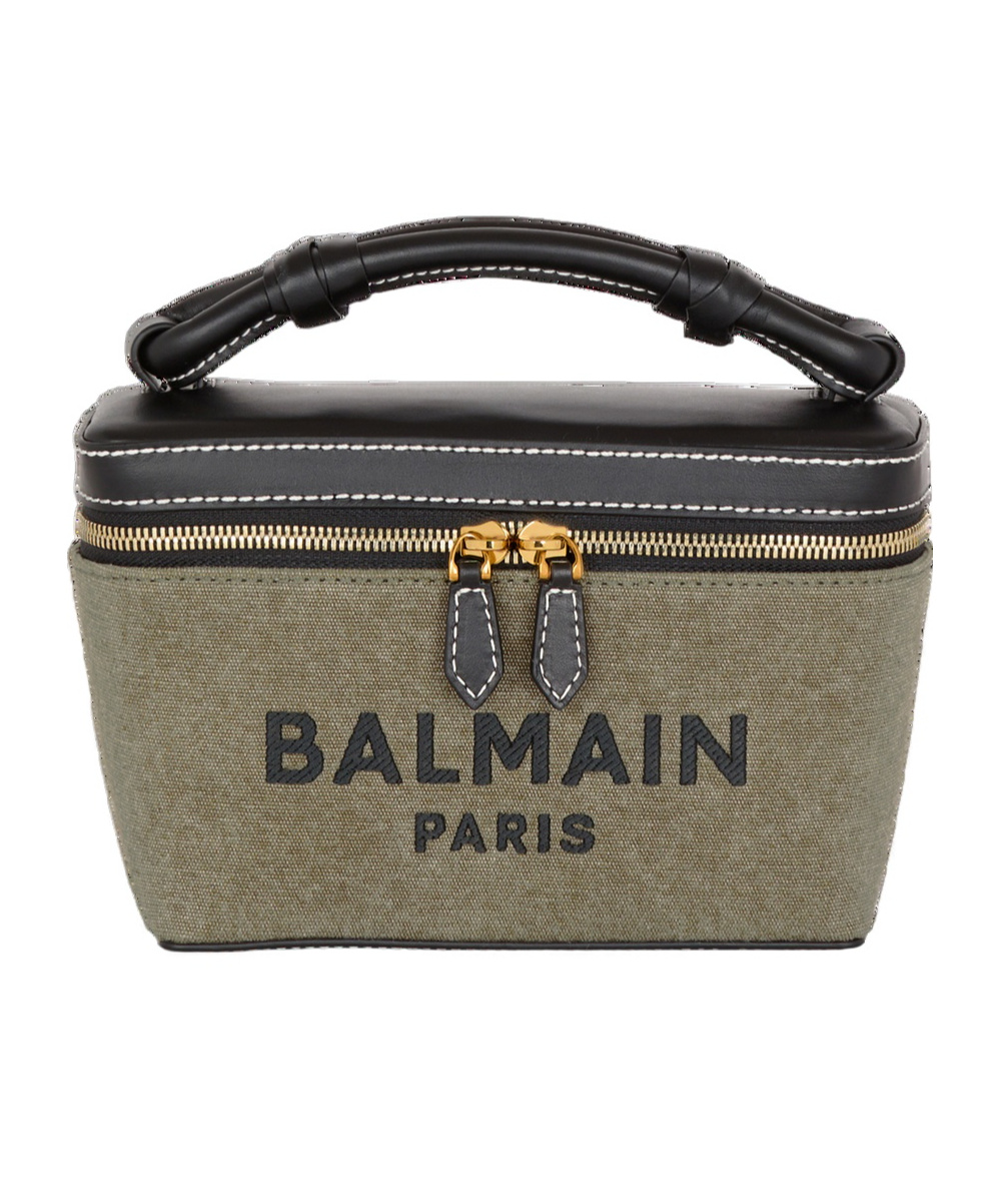 BALMAIN B-ARMY VANITY CASE IN CANVAS AND LEATHER