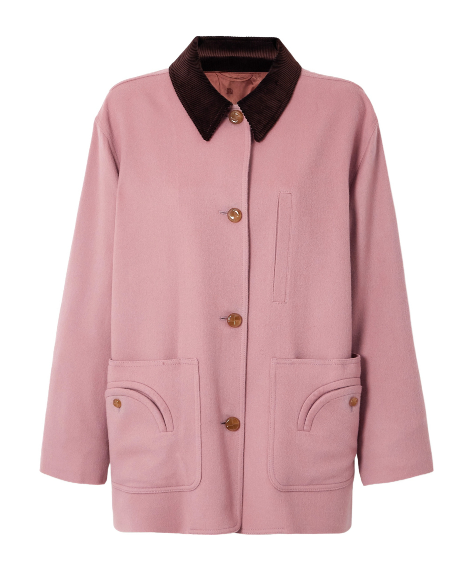 Blazé Milano Mystere Clelia Corduroy-trimmed Wool And Cashmere-blend Jacket In Pink