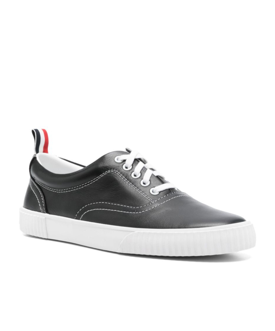Thom Browne 'heritage' Black Sneakers With Logo Tab On Heel In White